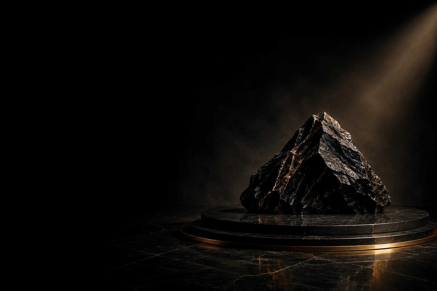 Dramatically lit volcanic obsidian